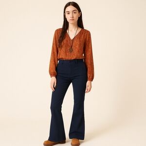 Lands’ End Mid Rise Trouser Pants in Navy | Size 8 | NWT